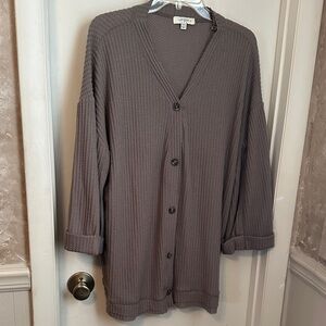 Umgee Taupe Soft Knit Button-Up Cardigan XL NWOT